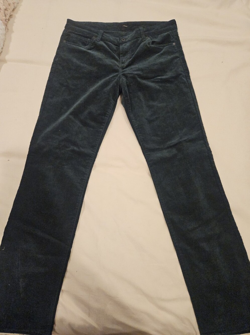 Edyson Windsor Straight Leg Green Velvet Corduroy Pants Womens Size 31 Long EUC.